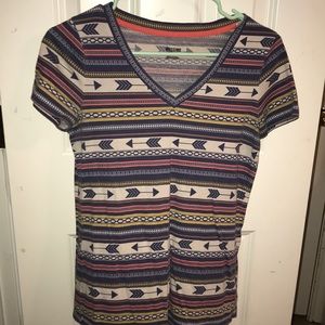 Aztec pattern v neck t shirt